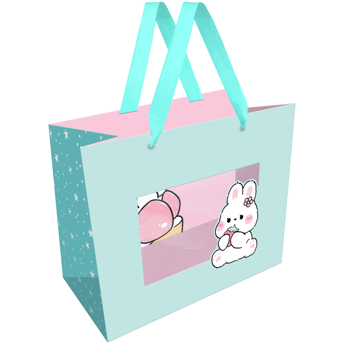 Пакет подарочный 23*18*10см MESHU "Bunny berry" фольга, выборочный лак, матовая ламинация