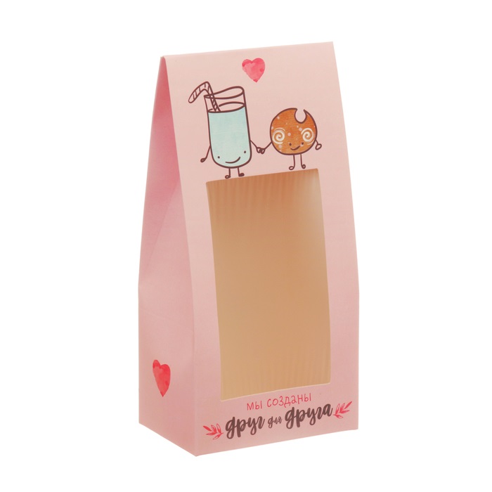 Коробка сборная 9*19*6см МЫ СОЗДАНЫ ДРУГ ДЛЯ ДРУГА с окошком 1/10