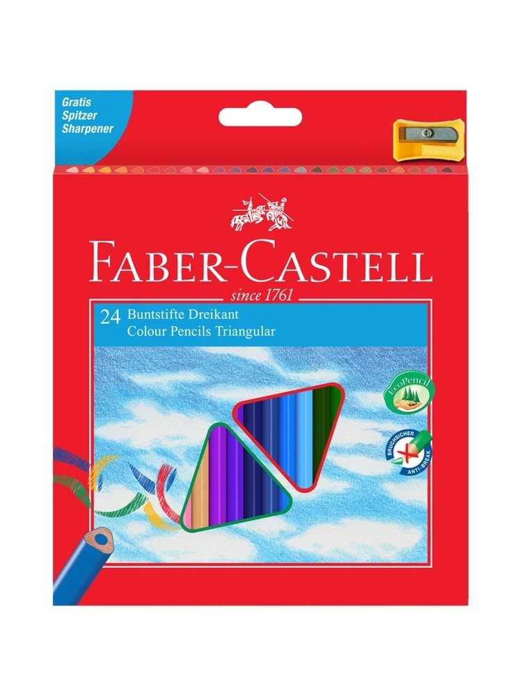 Карандаши 24цв FABER-CASTEL трехгран., карт/упак + точилка
