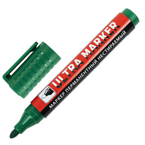 Маркер перманентный зеленый ULTRA MARKER 3,5 мм, с клипом, BRAUBERG
