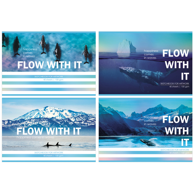 Альбом для рисования 40л А4 скрепка BG "Счастье приходит волнами"