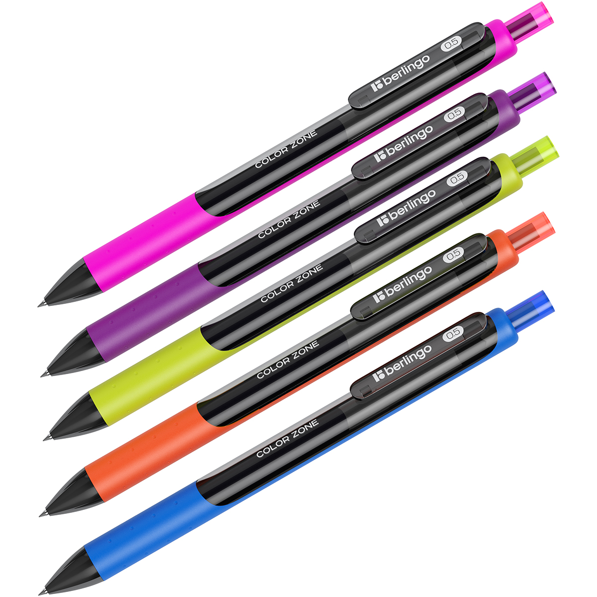 Ручка гелевая автомат черная Berlingo "Color Zone gel" 0,5мм, грип