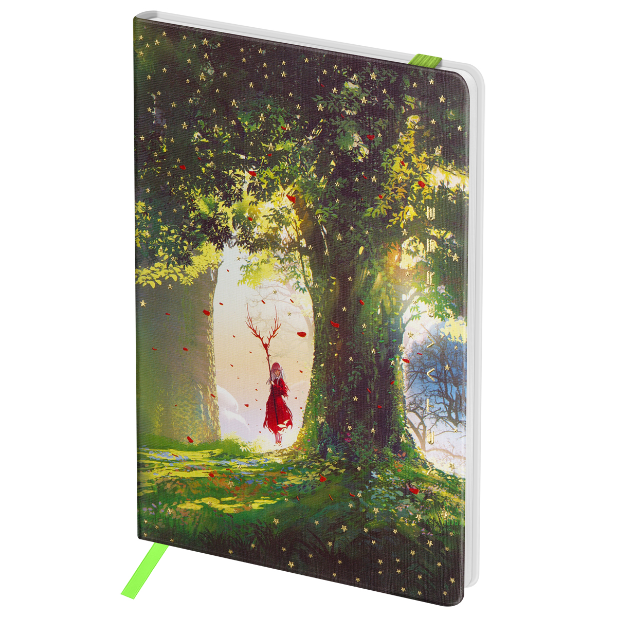 Записная книжка А6 80л. ЛАЙТ, кожзам, Greenwich Line "Mystical forest", с резинкой, тиснение фольгой