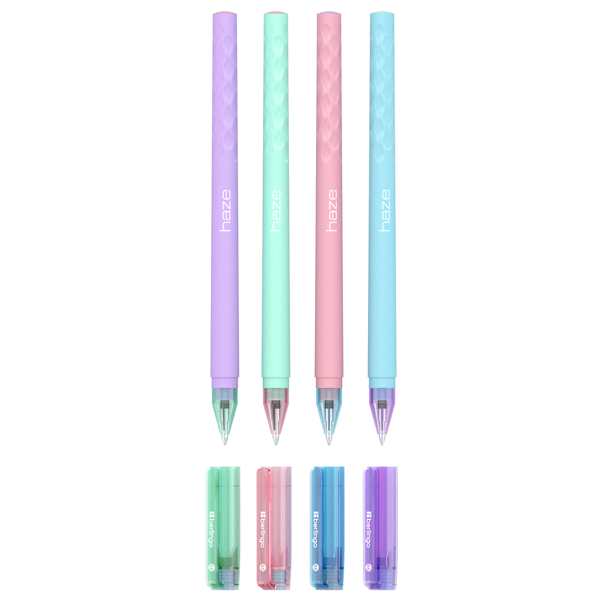 Ручка гелевая черная Berlingo "Haze" 0,5мм, прорезин. корпус, корпус ассорти