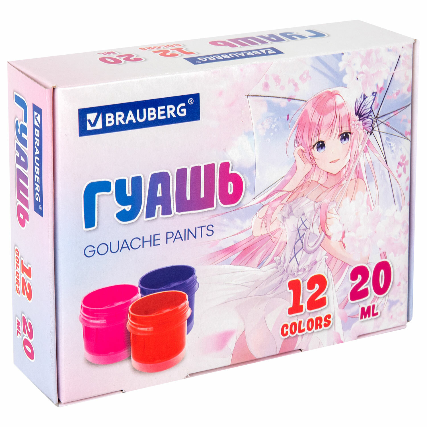 Гуашь 12цв*20мл BRAUBERG "Аниме"