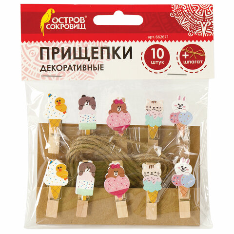 Прищепка деревянная Сладкие истории 1шт 3,5см (Остров Сокровищ) 1/10