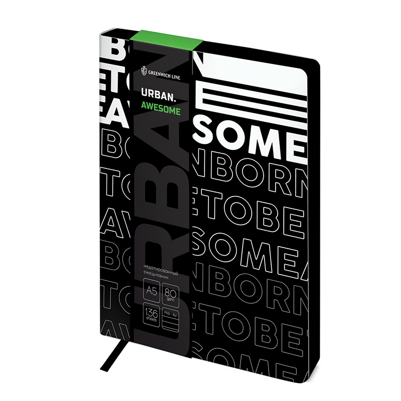 Ежедневник недатир. A5, 136л., кожзам, Greenwich Line "Urban. Awesome", тон. блок, цв. срез Ежедневник недатир. A5, 136л., кожзам, Greenwich Line "Urban. Awesome", тон. блок, цв. срез