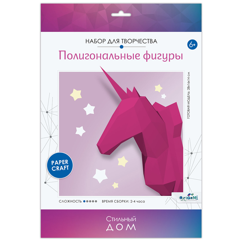 Полигональные фигуры Origami "Единорог", картонная коробка 6425