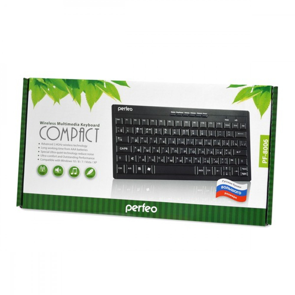 Клавиатура Perfeo PF-8006 COMPACT Multimedia беспроводная черная