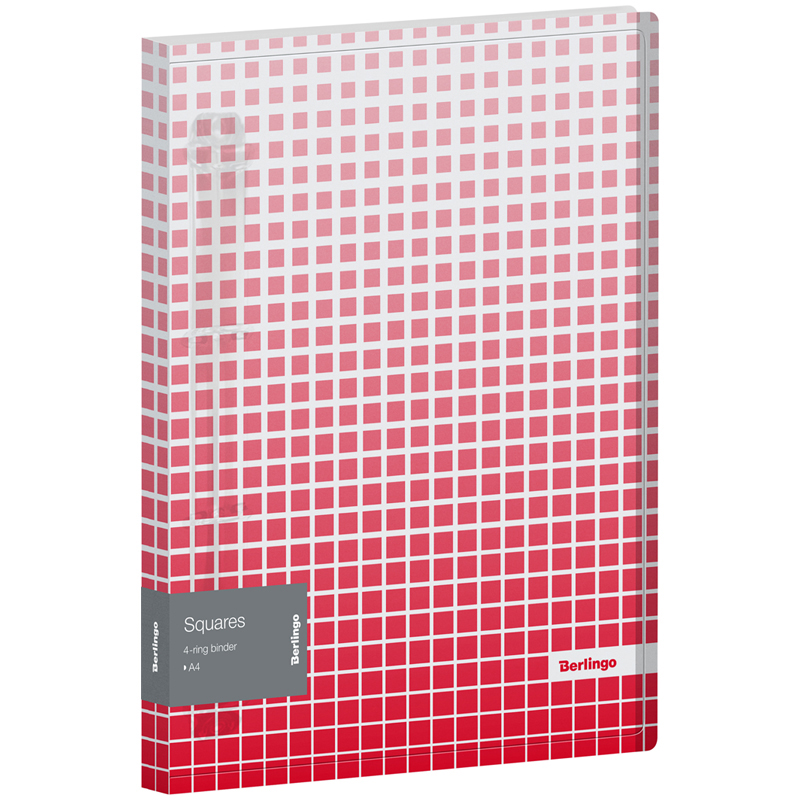 Папка на 4 кольцах А4 Berlingo "Squares", 24мм, 600мкм, D-кольца, с внутр. карманом