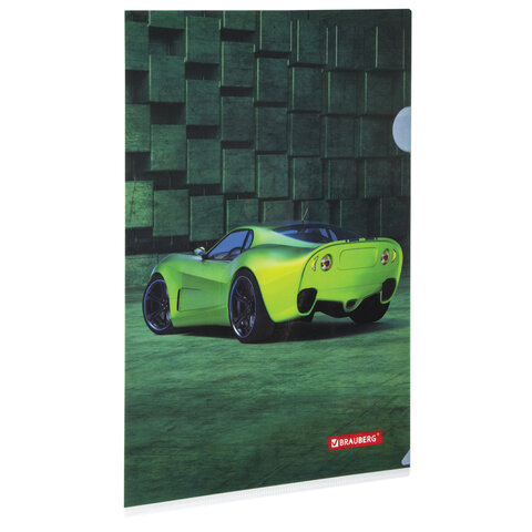Папка-уголок А4 BRAUBERG "SPORT CAR" 150 мкм, цветная печать