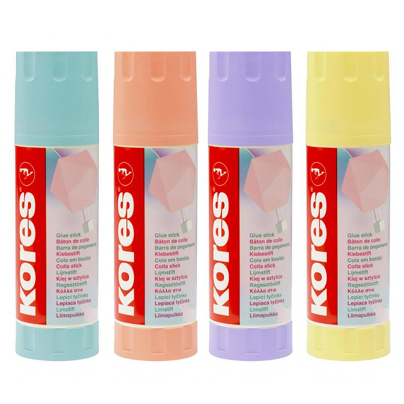 Клей-карандаш 40г Kores "Pastel", прозрачный, ПВП