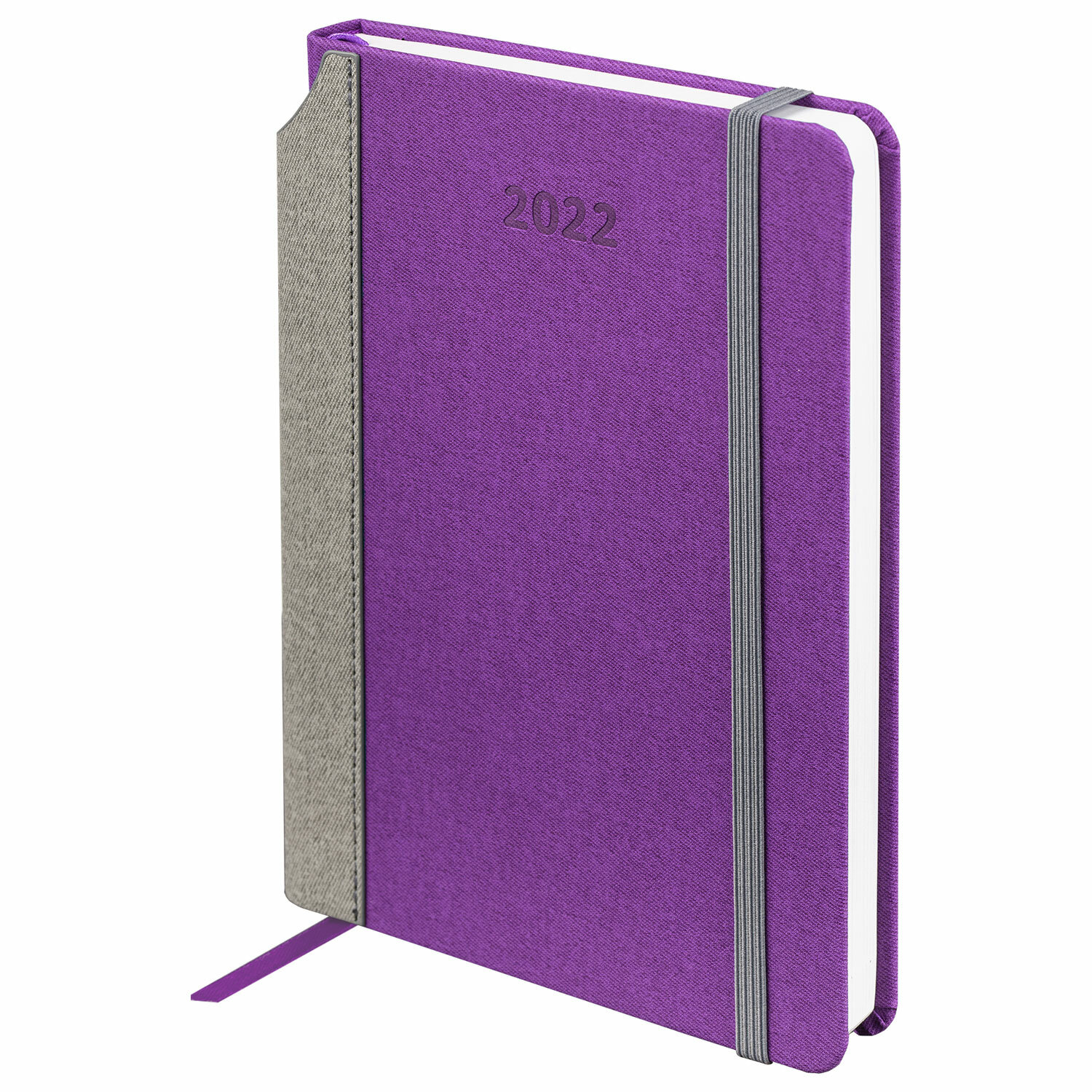 Ежедневник датированный 2022 А5 138x213 мм BRAUBERG "Mosaic", под кожу, карман для ручки, фиолетовый