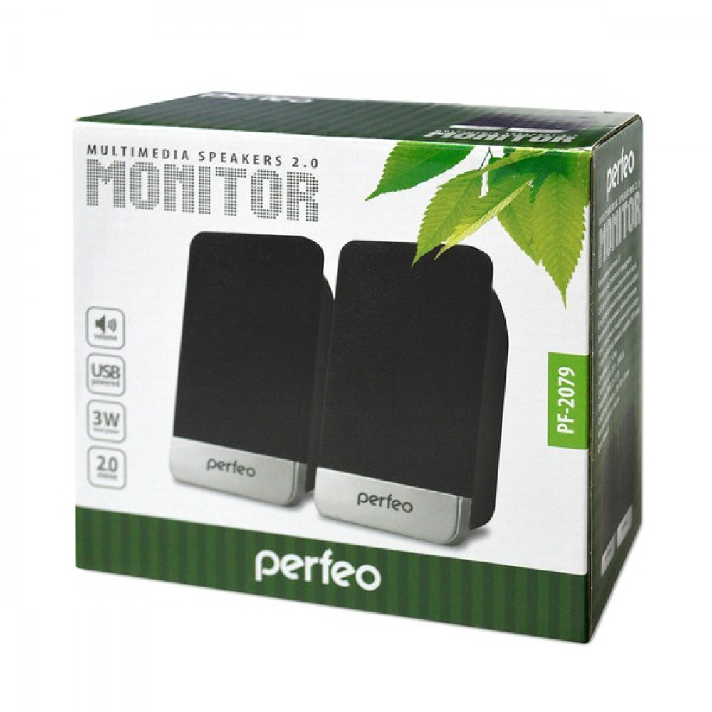 Колонки Perfeo Monitor PF-2079 2.0 2*3Вт черные US 