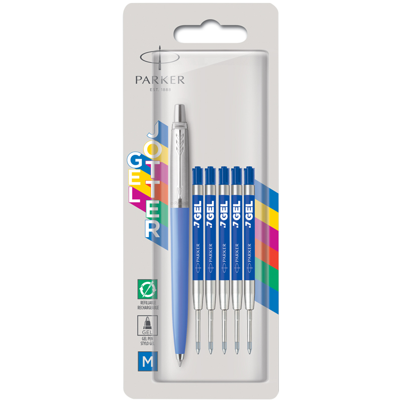 Ручка гелевая Parker "Jotter Orig Blue" синяя 1мм кнопочн. + 5 шт стерженей