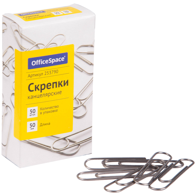 Скрепки 50мм*50шт OFFICESPACE  к/к