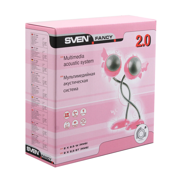 Колонки Sven Fancy мощность 2,5х2 Вт(RMS) розовый