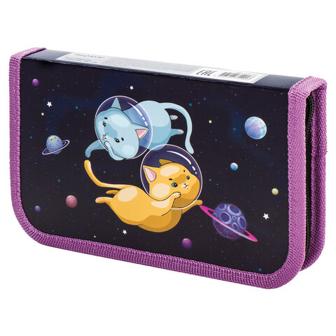 Пенал ПИФАГОР, 1 отделение, ламинированный картон, 19х11 см, Spacecat