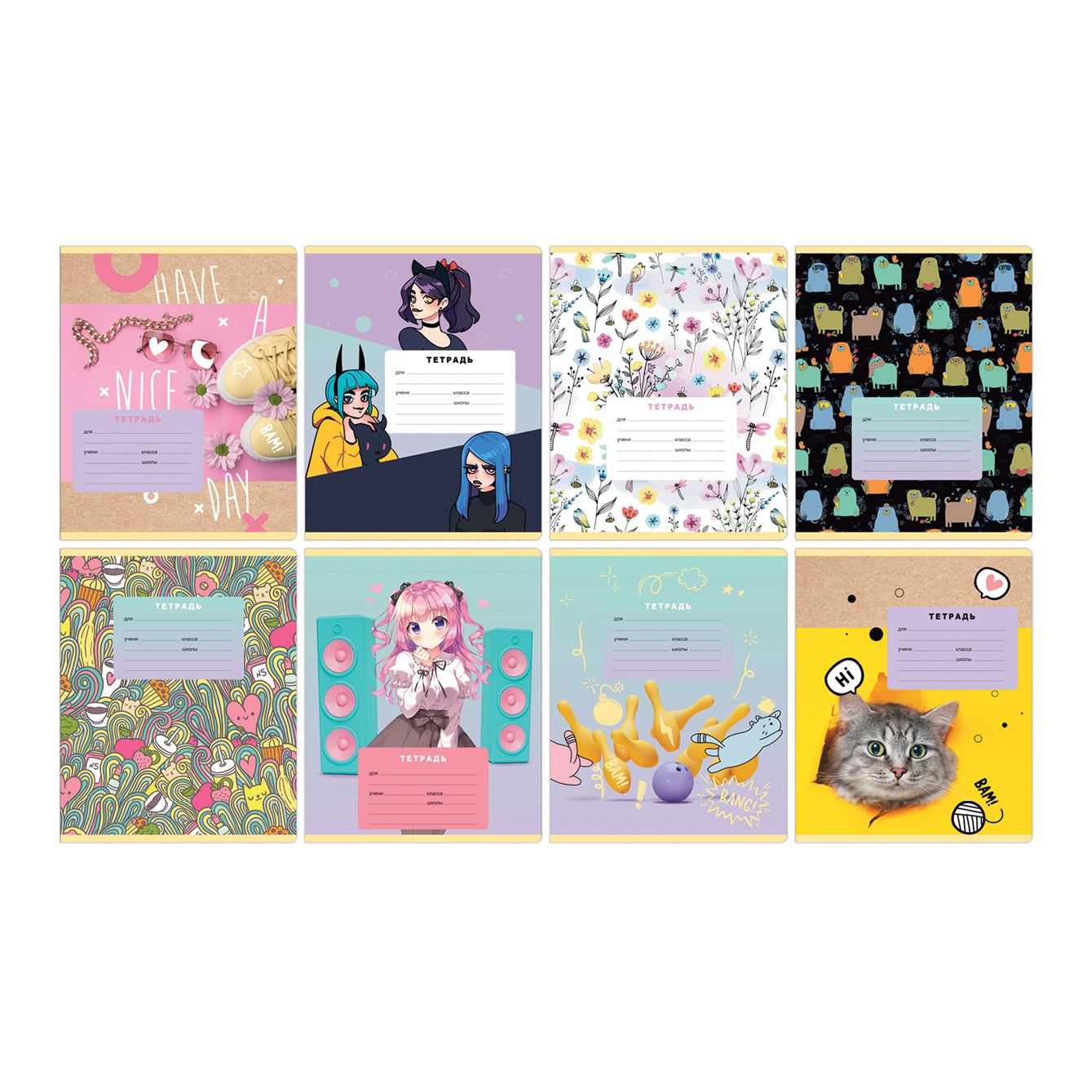 Тетрадь А5 12л кл BG "Mix-8. Девочки", 