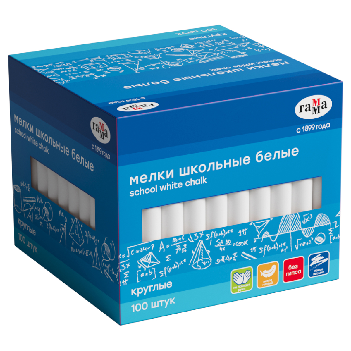 Мел белый 1шт Гамма круглый мягкий 1/100