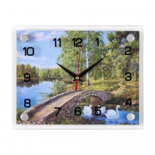 2026-484 (10) Часы настенные "Каменный мост в лесу" 255х200х45 мм