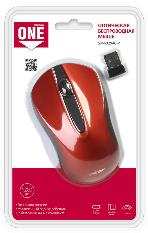 Мышь Smart Buy 329AG-R красная беспроводная