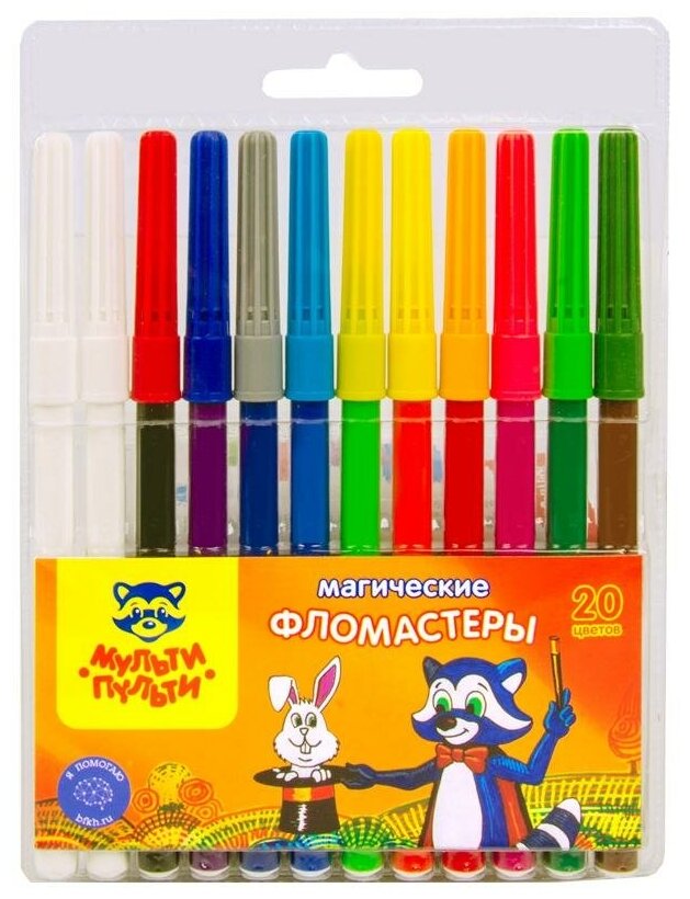 Фломастеры 12цв Мульти-Пульти. Енот в Стране Чудес, меняющие цвет