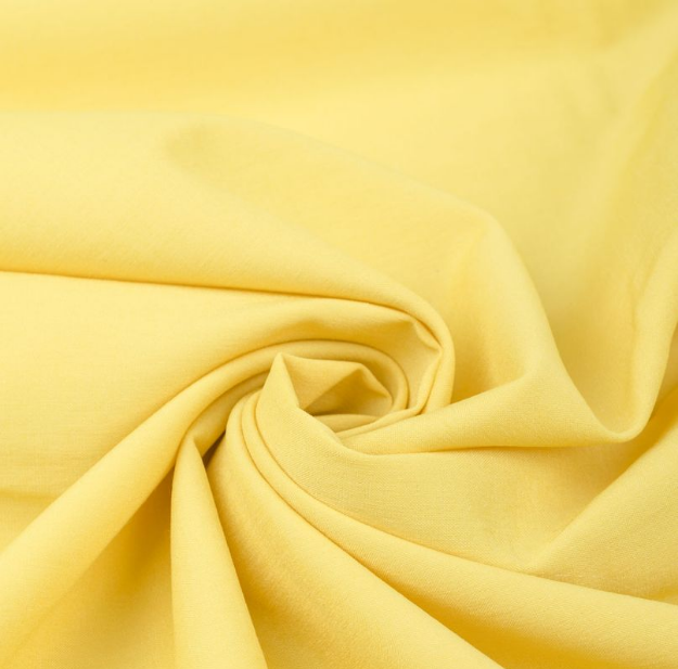 Ткань плательная Бенгалин стрейч однот. светло-желтый 65% хлопок, 30% п/э, 5% эластан, 200 гр/м.пог.