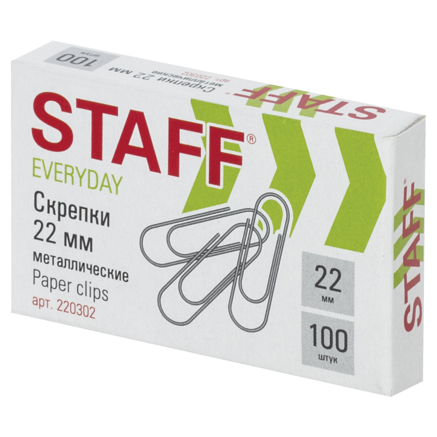 Скрепки 22мм*100шт STAFF к/к