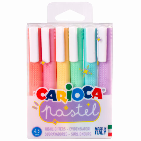 Набор текстовыделителей 6шт CARIOCA (Италия) АССОРТИ, "Pastel", линия 1-5 мм