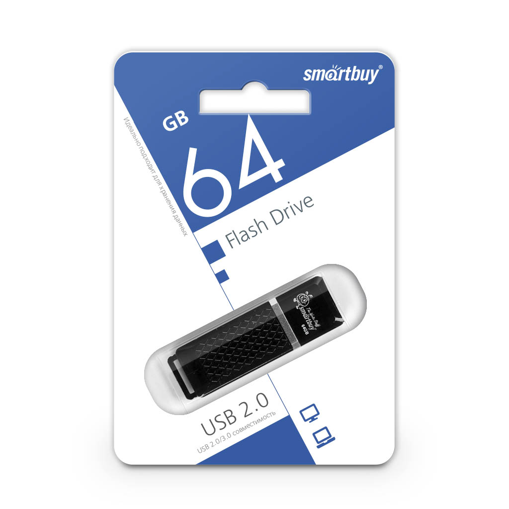 Флэш-диск Smart Buy 64Gb Quartz Black