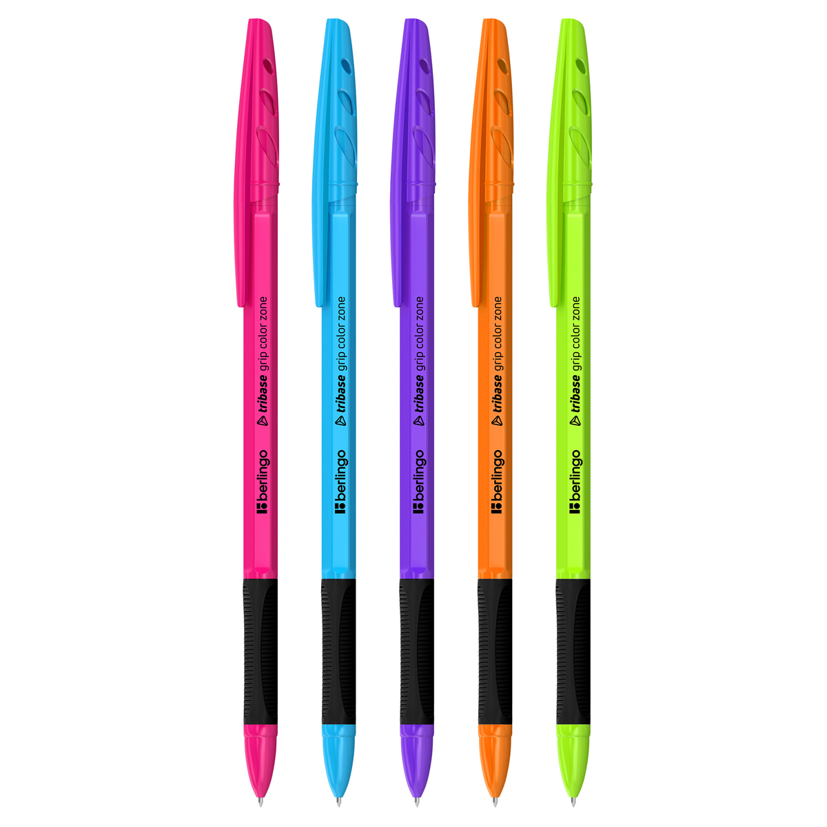 Ручка шариковая синяя Berlingo "Tribase grip color zone" , 0,7мм, грип, ассорти