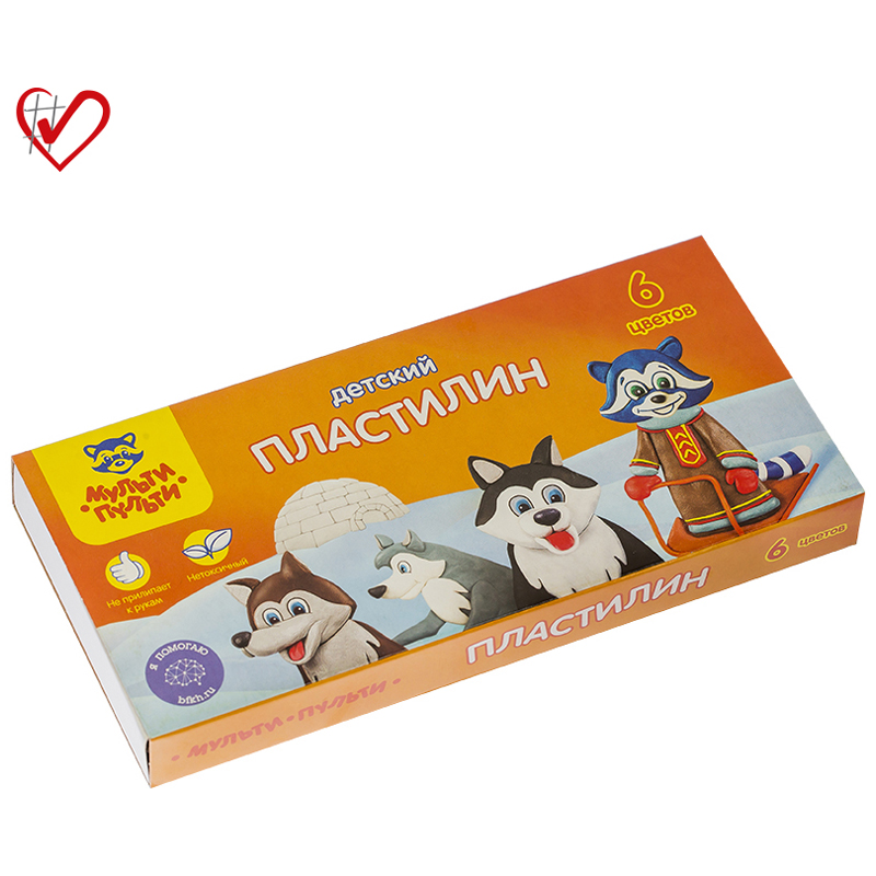 Пластилин _6цв Мульти-Пульти "Енот на Аляске" 90г, со стеком, картон
