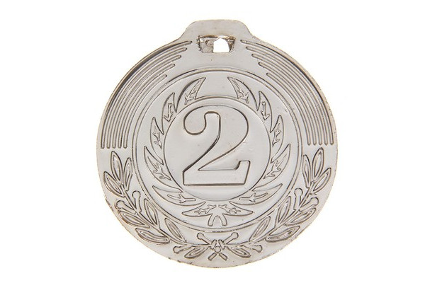 Медаль призовая 021 d=4см 2 МЕСТО серый