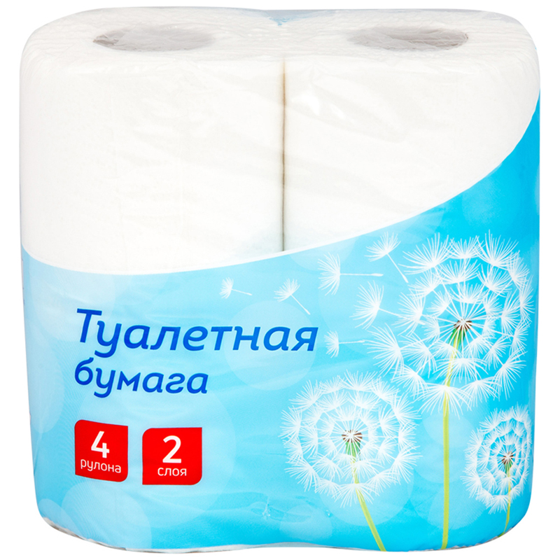 Туалетная бумага OfficeClean 2-х слойн., 4шт., тиснение, белая (16,2м) (+)