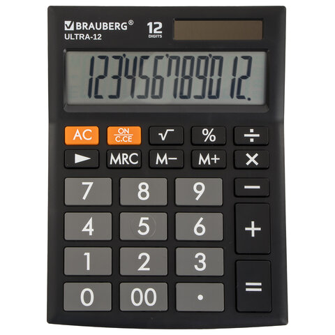Калькулятор настольный 192*143мм 12 разр BRAUBERG Ultra-12-BK Черный