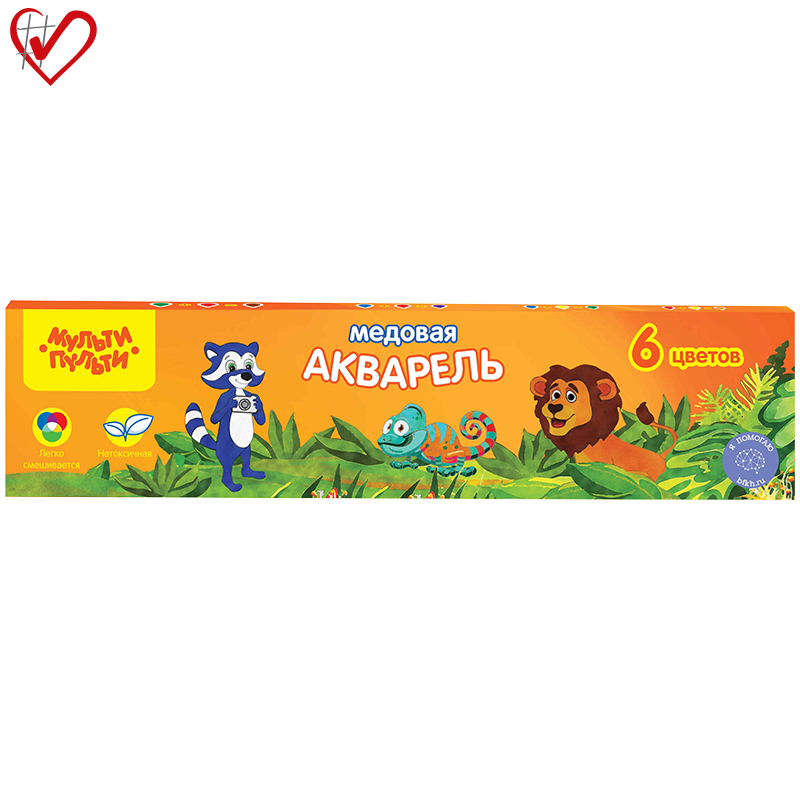 Акварель _6цв МУЛЬТИ-ПУЛЬТИ Енот в джунглях б/кисточки 1/35