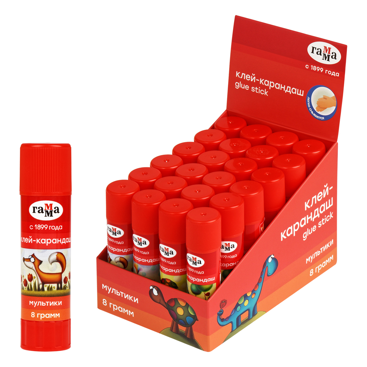 Клей-карандаш _8г Гамма "Мультики",  , ПВП