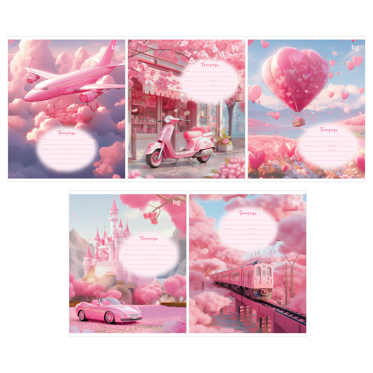 Тетрадь А5 12л крупная клетка BG "Розовый мир"