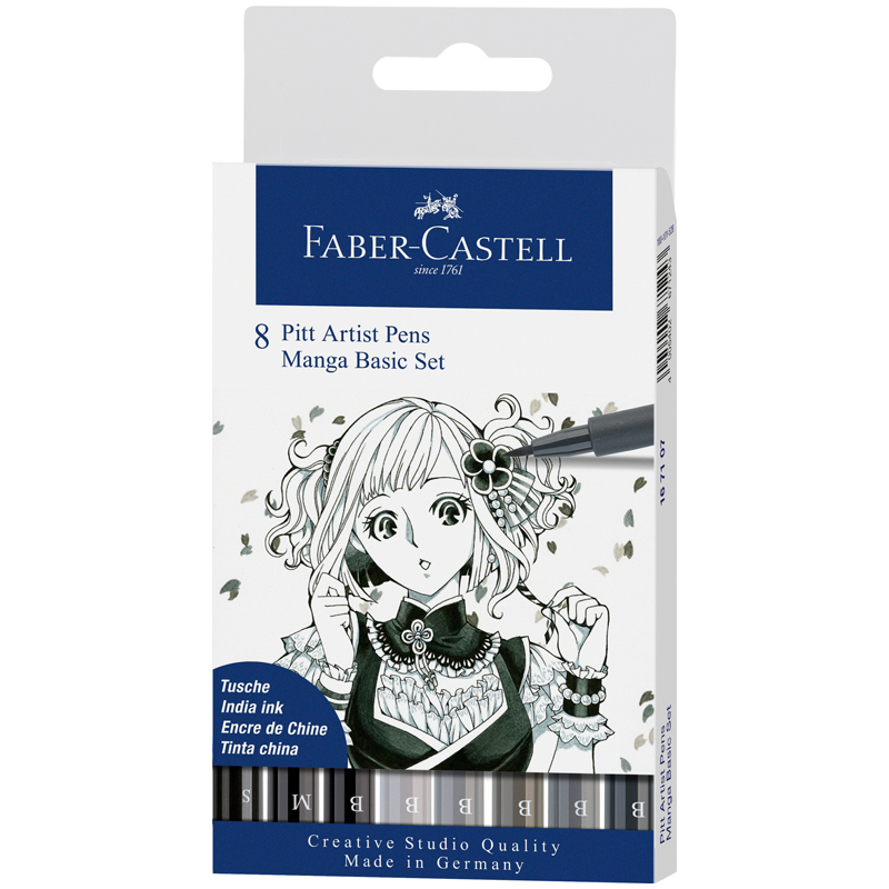 Набор капиллярных ручек Faber-Castell "Pitt Artist Pen Manga Bas" ассорти, 8шт