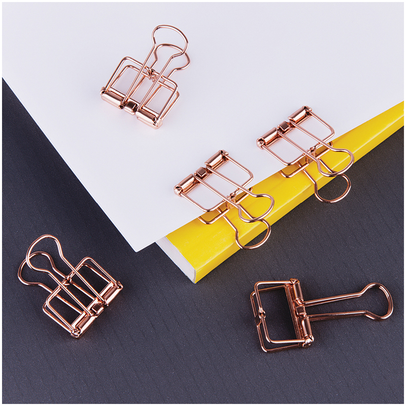 Зажим для бумаг 19мм Meshu "Rose Gold", 6шт., пакет с европодвесом