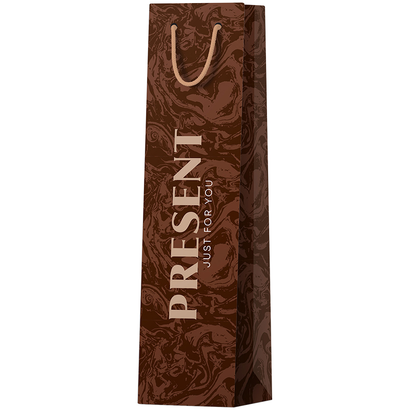 Пакет подарочный 12*36*8,5см ArtSpace "Bottle present", ламинированный, под бутылку