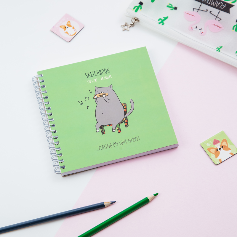 Скетчбук 60л., 150*150 MESHU "Harmonicat", на гребне, 120г/м2, выборочный лак, Soft touch MS_44866 Скетчбук 60л., 150*150 MESHU "Harmonicat", на гребне, 120г/м2, выборочный лак, Soft touch MS_44866