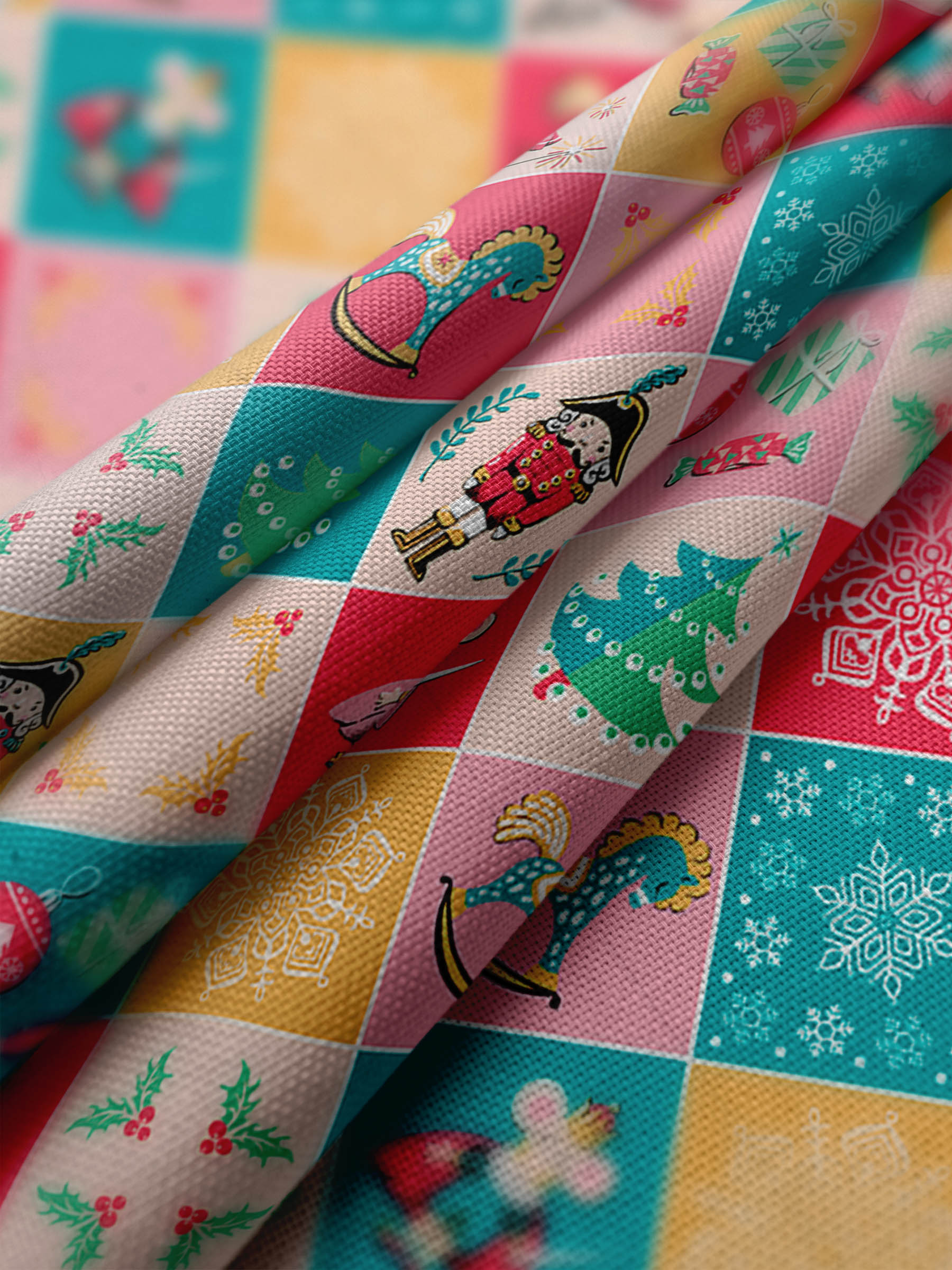 Ткань Рогожка, 150, набивная сортовая 21606-1 Щелкунчик