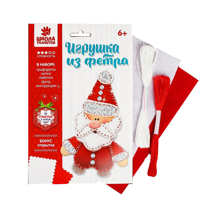 Игрушка из фетра. Подвеска ДЕД МОРОЗ 6+
