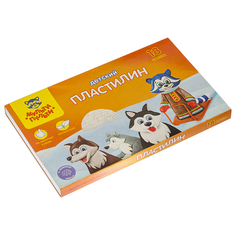 Пластилин 18цв Енот на Аляске 270г, со стеком, картон 1/10