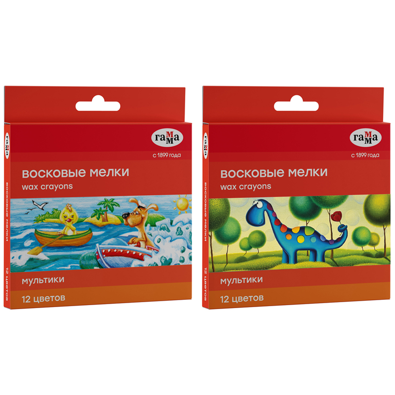Мелки восковые 12цв ГАММА Мультики круглые, европодвес