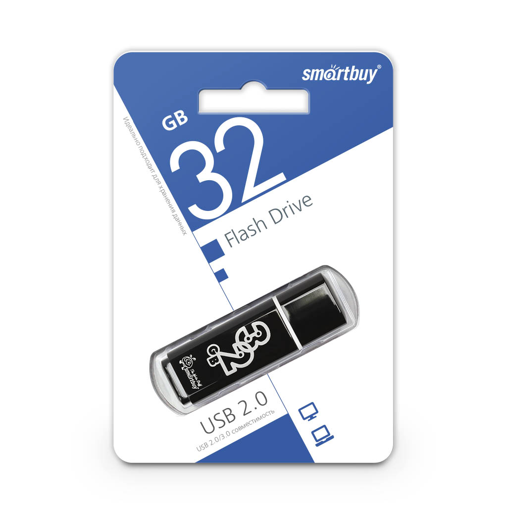 Флэш-диск Smart Buy 32Gb Glossy series Black