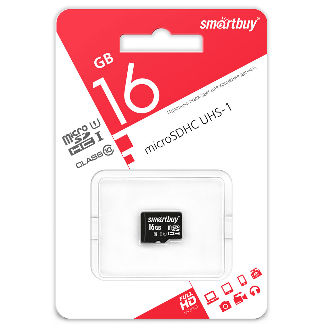 Карта памяти Smart Buy micro SDHC 16Gb Class 10 UHS-I
