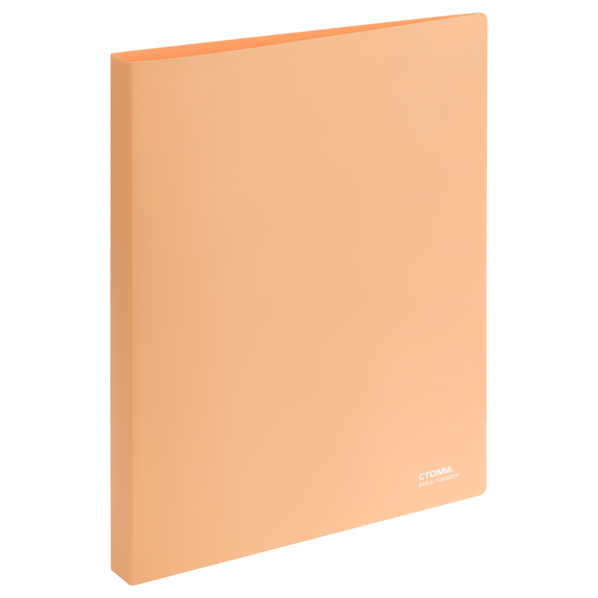 Папка на 2 кольцах СТАММ "Акцент" А4 25мм, 800мкм, пластик, персиковая